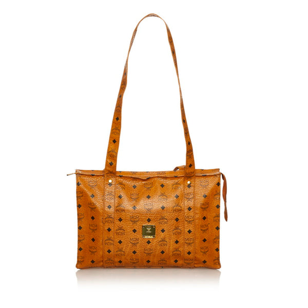 エム シー エム ヴィセトス ブラウン PVC レザー トートバッグ レディース MCM 【中古】