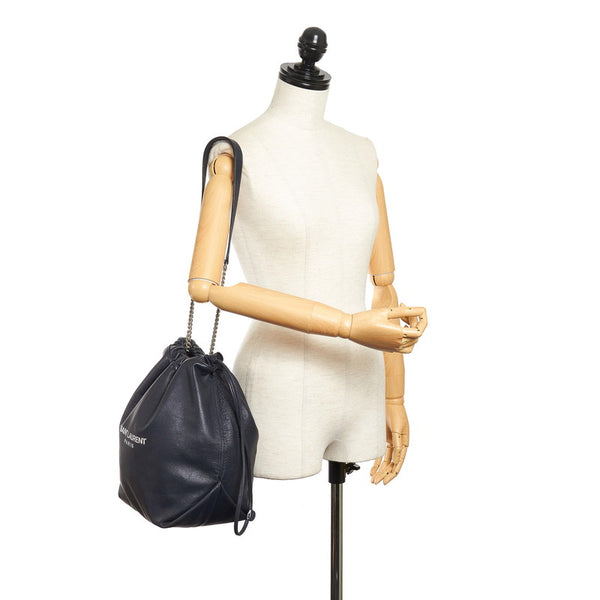 サンローラン テディ チェーン ショルダーバッグ ネイビー レザー レディース SAINT LAURENT 【中古】