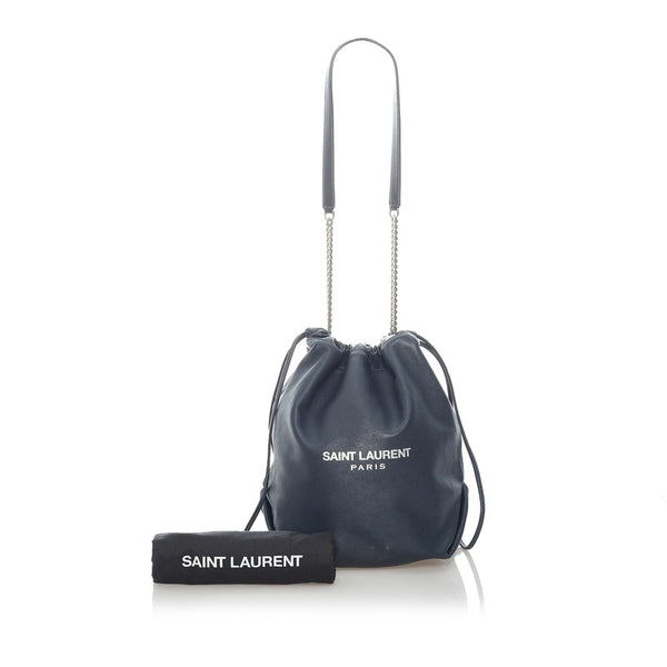 サンローラン テディ チェーン ショルダーバッグ ネイビー レザー レディース SAINT LAURENT 【中古】