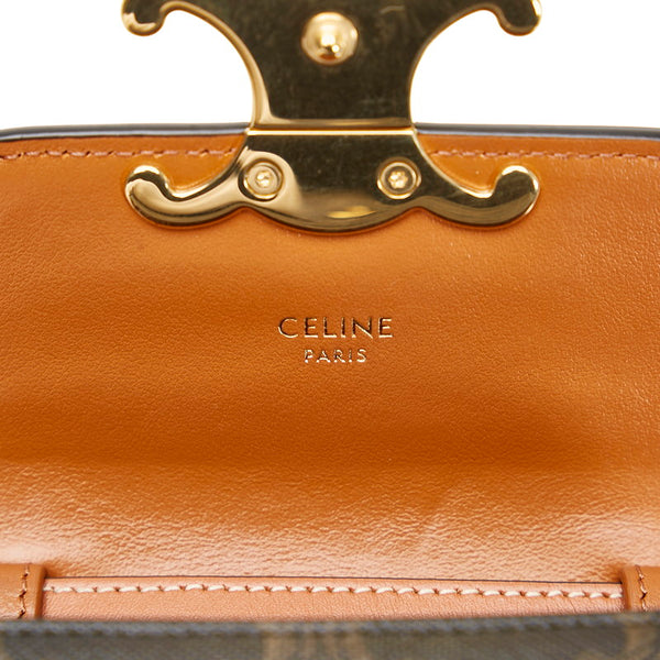 セリーヌ ミニトリオンフ 斜め掛け ショルダーバッグ ショルダーポシェット ブラック ブラウン PVC レザー レディース CELINE 【中古】