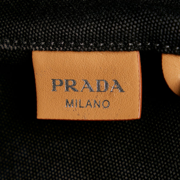 プラダ カナパ ファブリック ハンドバッグ ショルダーバッグ 2WAY ブラック キャンバス レディース PRADA 【中古】
