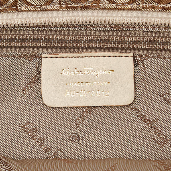 サルヴァトーレフェラガモ ガンチーニ トートバッグ AU 21 2812 ベージュ キャンバス レザー レディース Salvatore Ferragamo 【中古】
