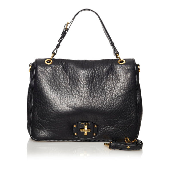 ミュウミュウ ハンドバッグ ショルダーバッグ 2WAY ブラック レザー レディース MIUMIU 【中古】