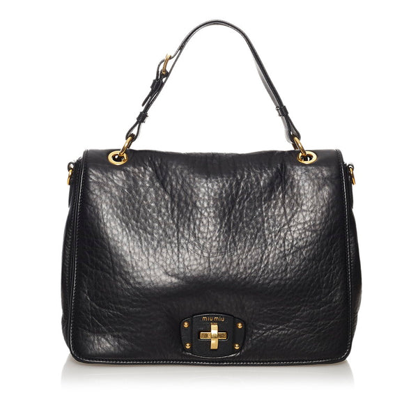 ミュウミュウ ハンドバッグ ショルダーバッグ 2WAY ブラック レザー レディース MIUMIU 【中古】