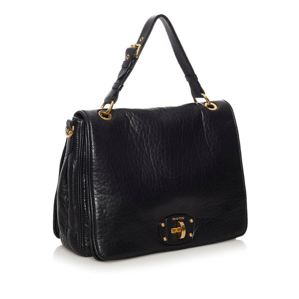 ミュウミュウ ハンドバッグ ショルダーバッグ 2WAY ブラック レザー レディース MIUMIU 【中古】