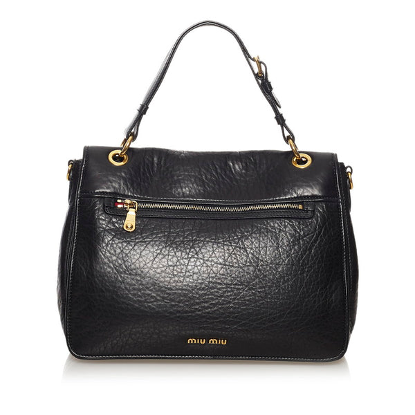 ミュウミュウ ハンドバッグ ショルダーバッグ 2WAY ブラック レザー レディース MIUMIU 【中古】
