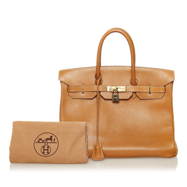 エルメス バーキン 35 ゴールド金具 ハンドバッグ ナチュラル アルデンヌ レディース HERMES 【中古】