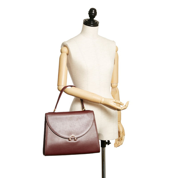 カルティエ マスト ハンドバッグ ボルドー レザー レディース CARTIER 【中古】