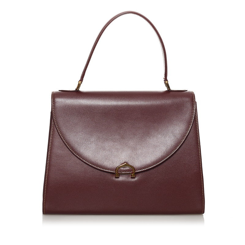 カルティエ マスト ハンドバッグ ボルドー レザー レディース CARTIER 【中古】