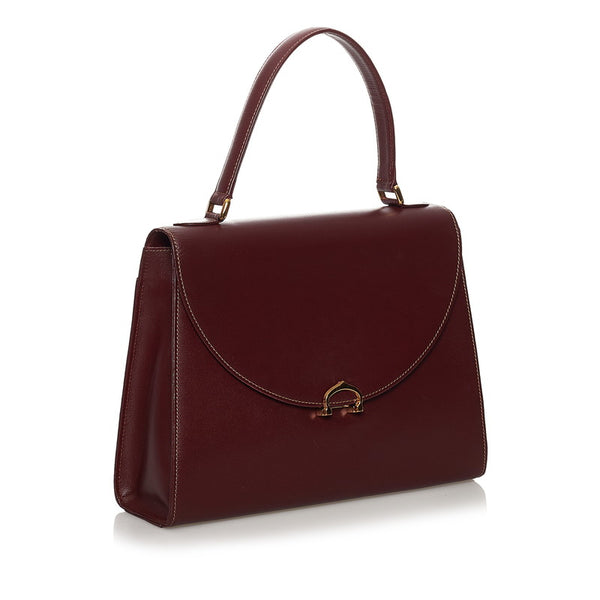 カルティエ マスト ハンドバッグ ボルドー レザー レディース CARTIER 【中古】