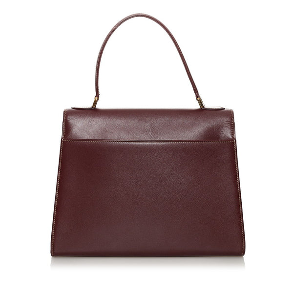 カルティエ マスト ハンドバッグ ボルドー レザー レディース CARTIER 【中古】