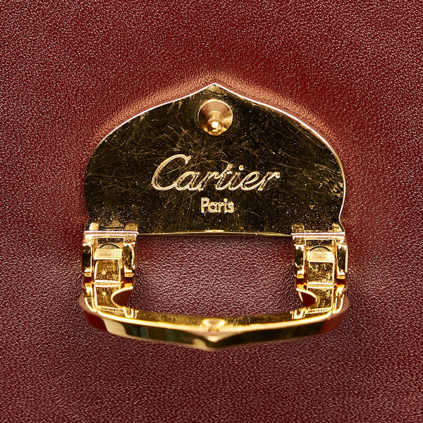 カルティエ マスト ハンドバッグ ボルドー レザー レディース CARTIER 【中古】