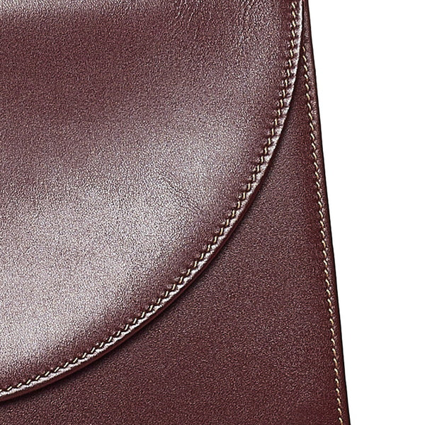 カルティエ マスト ハンドバッグ ボルドー レザー レディース CARTIER 【中古】