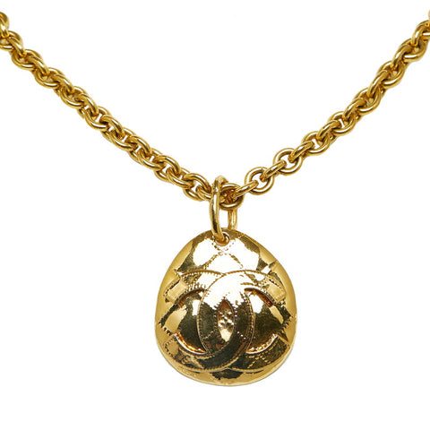 シャネル ココマーク マトラッセ メダル チェーン ネックレス ゴールド メッキ レディース CHANEL 【中古】