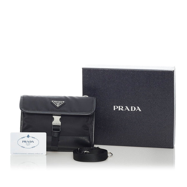 プラダ フォンケース ショルダーバッグ 2ZH108 ネロ ナイロン レザー メンズ PRADA 【中古】