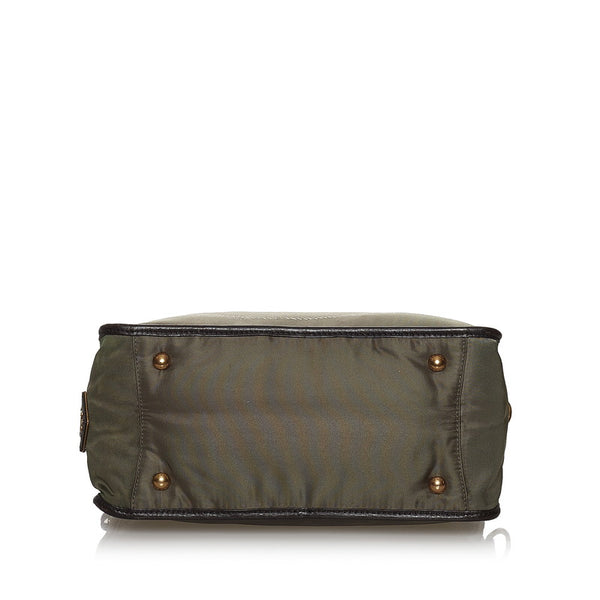 プラダ ロゴジャガード  カーキ ダークブラウン  ナイロン レザー ハンドバッグ ショルダーバッグ 2way レディース PRADA 【中古】
