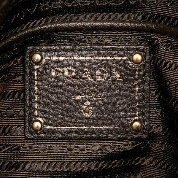 プラダ ロゴジャガード  カーキ ダークブラウン  ナイロン レザー ハンドバッグ ショルダーバッグ 2way レディース PRADA 【中古】