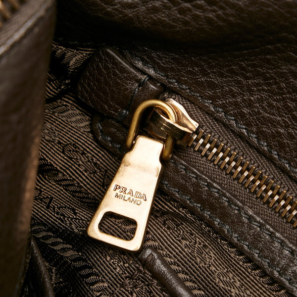 プラダ ロゴジャガード  カーキ ダークブラウン  ナイロン レザー ハンドバッグ ショルダーバッグ 2way レディース PRADA 【中古】