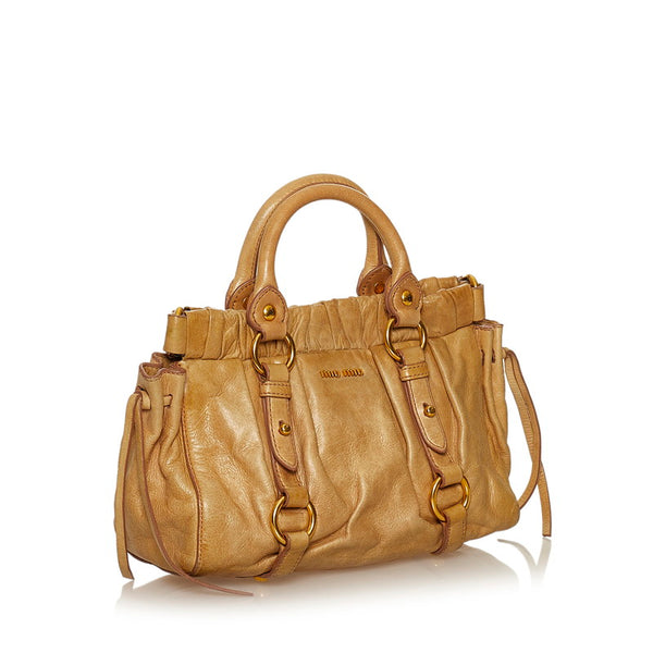 ミュウミュウ ハンドバッグ ショルダーバッグ 2WAY ベージュ レザー レディース MIUMIU 【中古】