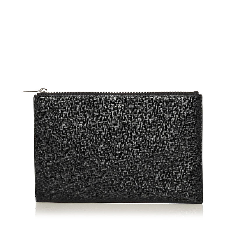 サンローラン クラッチバッグ ブラック レザー レディース SAINT LAURENT 【中古】