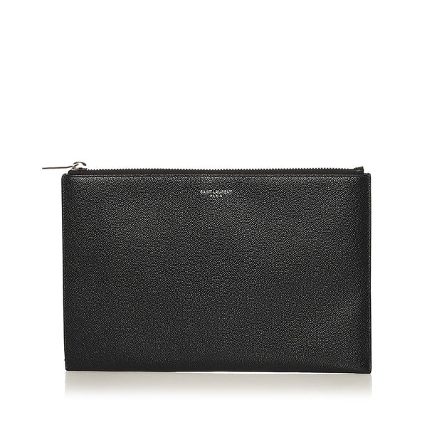 サンローラン クラッチバッグ ブラック レザー レディース SAINT LAURENT 【中古】