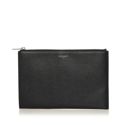 サンローラン クラッチバッグ ブラック レザー レディース SAINT LAURENT 【中古】