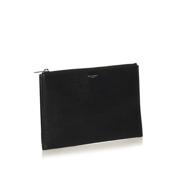 サンローラン クラッチバッグ ブラック レザー レディース SAINT LAURENT 【中古】