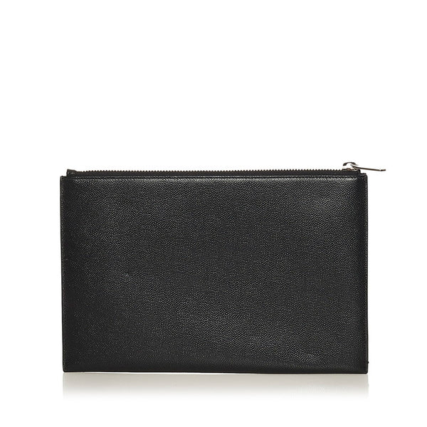 サンローラン クラッチバッグ ブラック レザー レディース SAINT LAURENT 【中古】