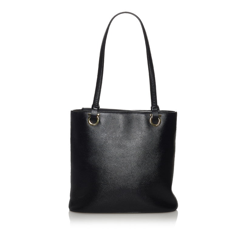 サルヴァトーレフェラガモ ガンチーニ トートバッグ ショルダーバッグ BK-21 0705 ブラック レザー レディース Salvatore Ferragamo 【中古】