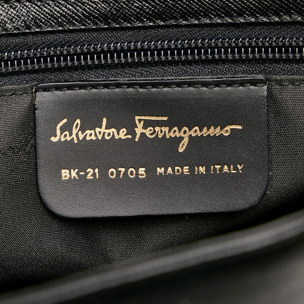 サルヴァトーレフェラガモ ガンチーニ トートバッグ ショルダーバッグ BK-21 0705 ブラック レザー レディース Salvatore Ferragamo 【中古】
