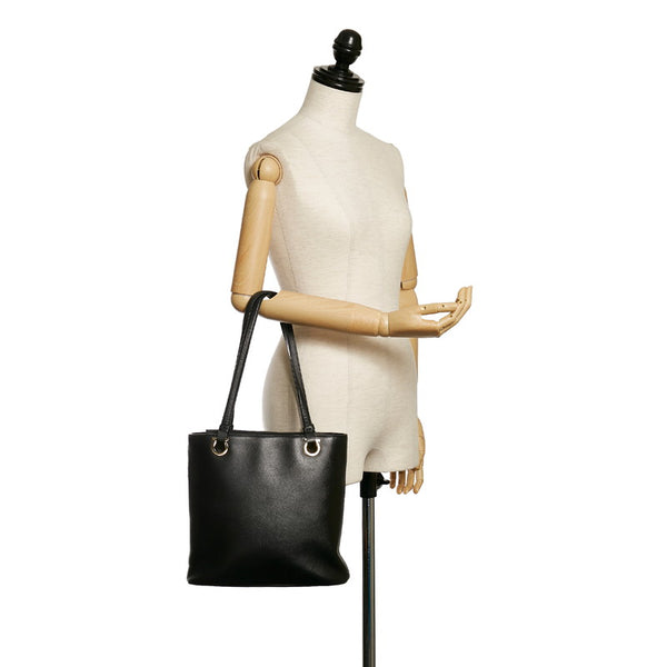 サルヴァトーレフェラガモ ガンチーニ トートバッグ ショルダーバッグ BK-21 0705 ブラック レザー レディース Salvatore Ferragamo 【中古】