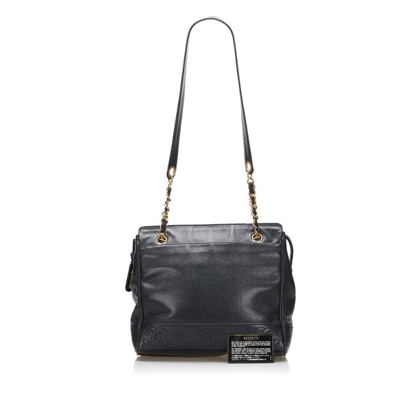 シャネル ココマーク チェーン ショルダーバッグ ブラック キャビアスキン レディース CHANEL 【中古】