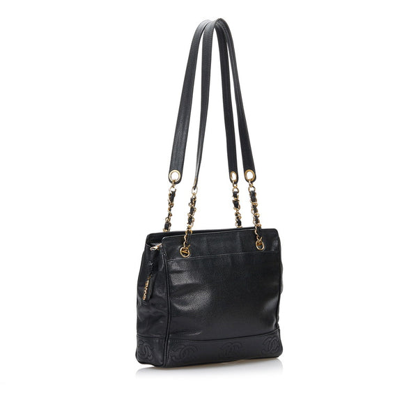 シャネル ココマーク チェーン ショルダーバッグ ブラック キャビアスキン レディース CHANEL 【中古】