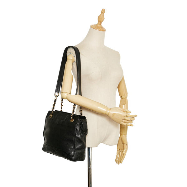 シャネル ココマーク チェーン ショルダーバッグ ブラック キャビアスキン レディース CHANEL 【中古】