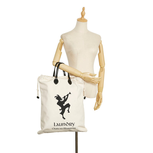 グッチ シャトーマーモント ドローストリングス ハンドバッグ トートバッグ 552403 ホワイト  キャンバス レザー レディース GUCCI 【中古】