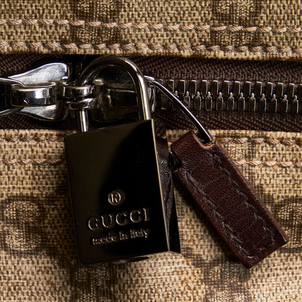 グッチ GGスプリーム ボストンバッグ 114225 ブラウン アイボリー PVC レザー メンズ GUCCI 【中古】