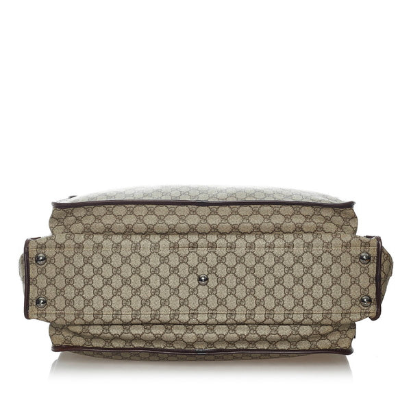 グッチ GGスプリーム ボストンバッグ 114225 ブラウン アイボリー PVC レザー メンズ GUCCI 【中古】