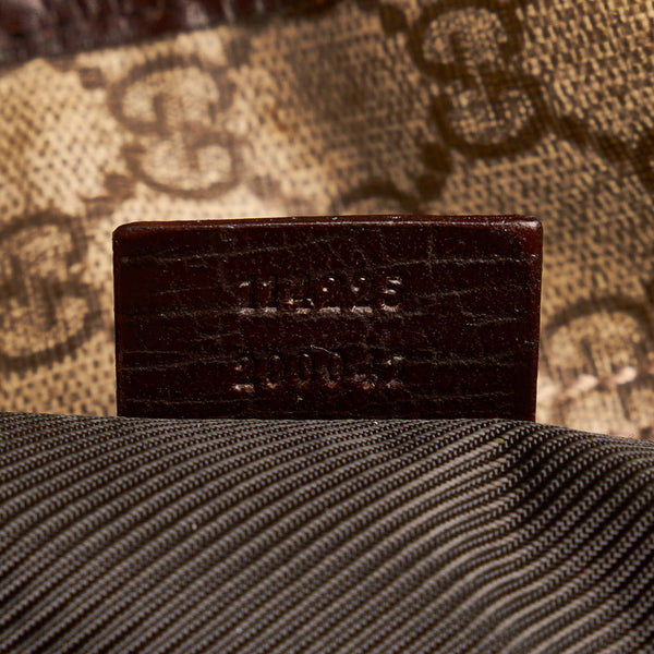 グッチ GGスプリーム ボストンバッグ 114225 ブラウン アイボリー PVC レザー メンズ GUCCI 【中古】