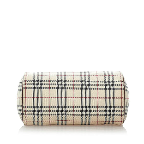 バーバリー ノバチェック ハンドバッグ ベージュ キャンバス レザー レディース BURBERRY 【中古】