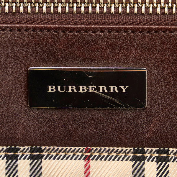 バーバリー ノバチェック ハンドバッグ ベージュ キャンバス レザー レディース BURBERRY 【中古】