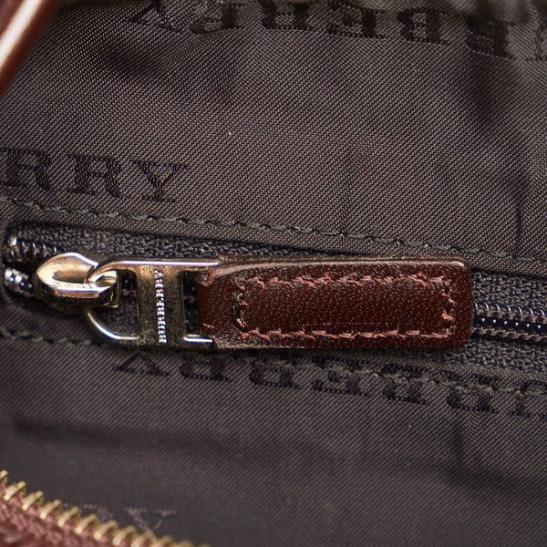 バーバリー ノバチェック ハンドバッグ ベージュ キャンバス レザー レディース BURBERRY 【中古】