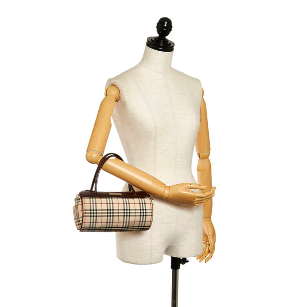 バーバリー ノバチェック ハンドバッグ ベージュ キャンバス レザー レディース BURBERRY 【中古】