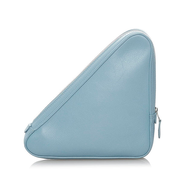 バレンシアガ トライアングル 476976 4005 ライトブルー レザー クラッチバッグ レディース BALENCIAGA 【中古】