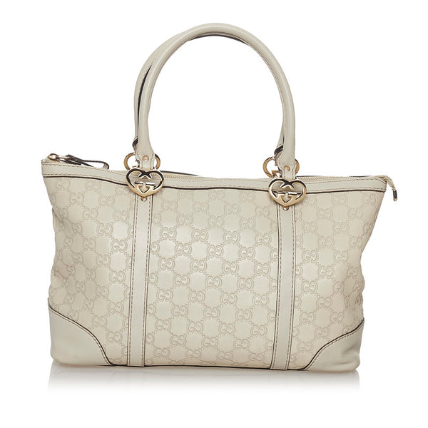 グッチ グッチシマ トートバッグ 257069 オフホワイト レザー レディース GUCCI 【中古】