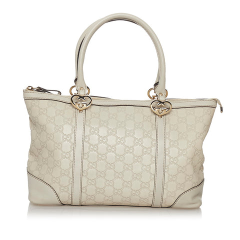 グッチ グッチシマ トートバッグ 257069 オフホワイト レザー レディース GUCCI 【中古】