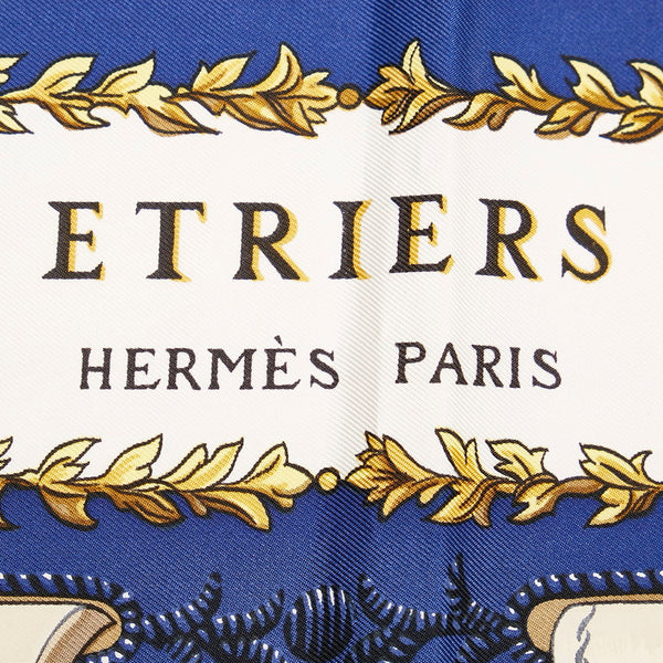 エルメス カレ90 ETRIERS 鐙 スカーフ ブルー シルク レディース HERMES 【中古】