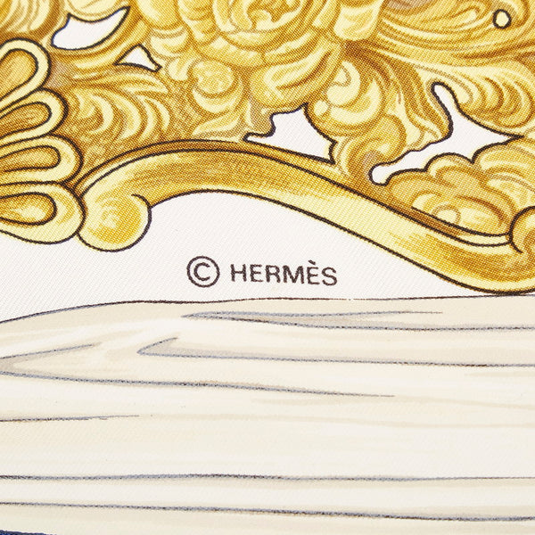 エルメス カレ90 ETRIERS 鐙 スカーフ ブルー シルク レディース HERMES 【中古】