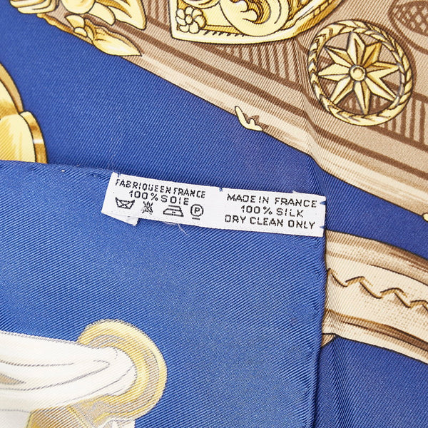 エルメス カレ90 ETRIERS 鐙 スカーフ ブルー シルク レディース HERMES 【中古】