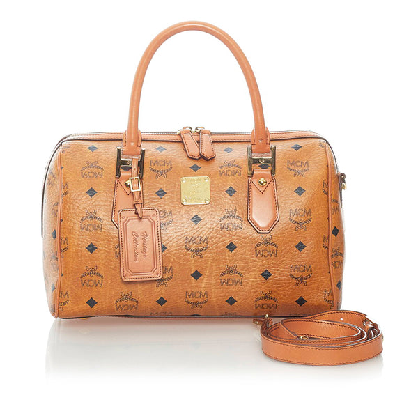 エム シー エム ヴィセトス ハンドバッグ ブラウン PVC レザー レディース MCM 【中古】