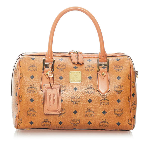 エム シー エム ヴィセトス ハンドバッグ ブラウン PVC レザー レディース MCM 【中古】